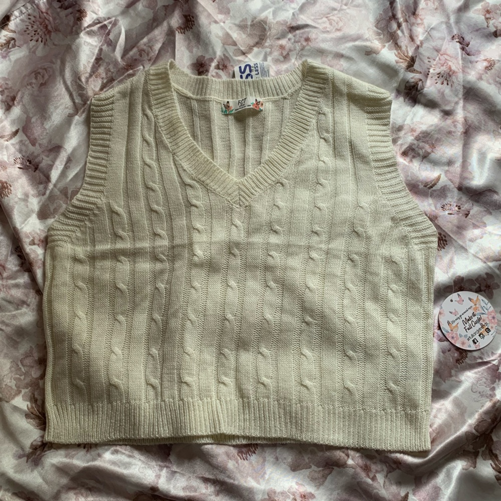 White Knit Sweater Vest